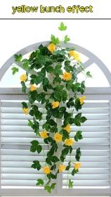 Simulation Plant Morning Glory Ratten For Wall Hanging Decoration (Color: yellow)