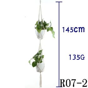 Flower Pot Net Bag Beige Cotton Rope Indoor Plant Hanger Hanging Basket Sling (Option: 4 style)