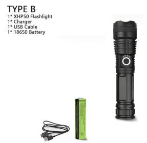 XHP70.2 Powerful Usb Led Flashlight (Option: P50+18650-UK)