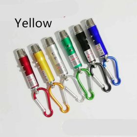 Aluminum Alloy Currency Detector Lighting Infrared Mini Three-In-One Uv Ultraviolet Flashlight Keychain Laser Light (Color: yellow)