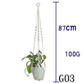 Flower Pot Net Bag Beige Cotton Rope Indoor Plant Hanger Hanging Basket Sling (Option: 2 style)