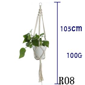 Flower Pot Net Bag Beige Cotton Rope Indoor Plant Hanger Hanging Basket Sling (Option: 5 style)