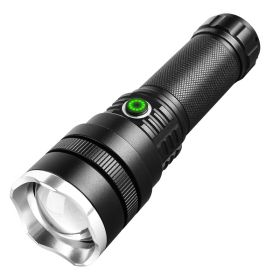 Rechargeable Zoom Long-range LED Aluminum Alloy Searchlight (Color: Black)