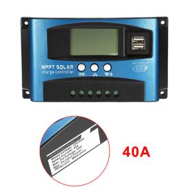 30/40/50/60/100A MPPT Solar Charge Controller Dual USB LCD Display 12V 24V Auto Solar Cell Panel Charger Regulator With Load (Color: 40A)