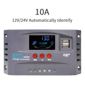 10A 20A 30A MPPT Solar Charge Controller 12V/24V Solar Regulator USB 5V Panel Battery Regulator With Intelligent LCD Display (Ships From: China, Color: 10A)