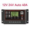 1pc Solar Charge And Discharge Controller 12V 24V Auto LCD Solar Regulator With Dual USB 5V; 5.25*1.98in