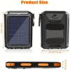 10000mah Portable Solar Mobile Power Charger Waterproof Solar Mobile Power Panel Charging Bank With Built-in Compass And Hook